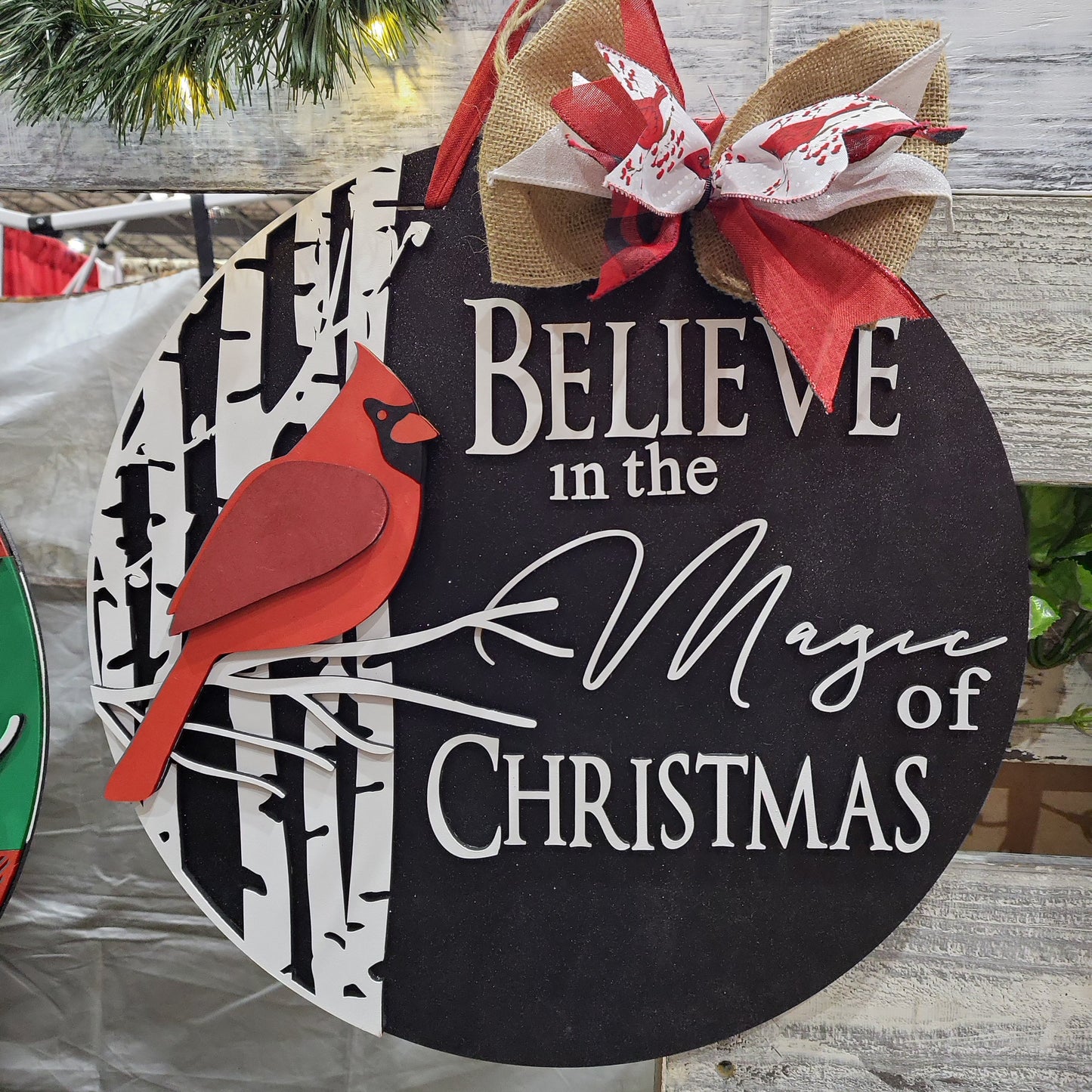 Believe Cardinal Door Hanger