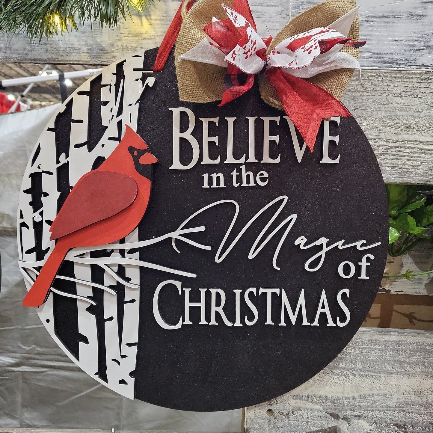 Believe Cardinal Door Hanger