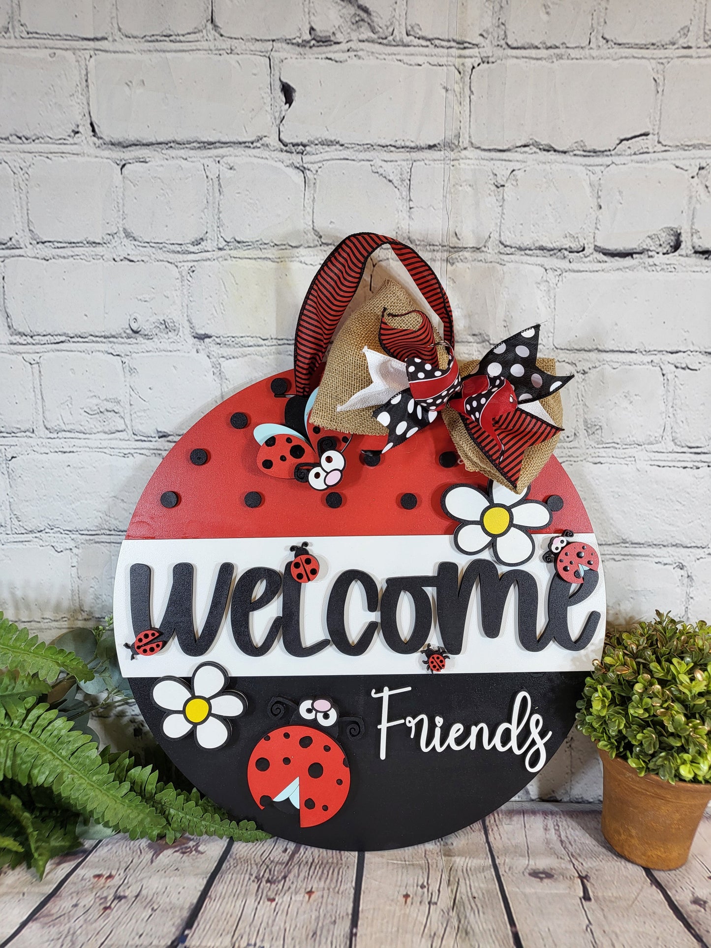 Welcome Friends Ladybug Door Hanger