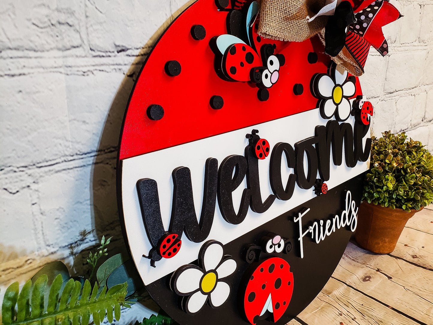 Welcome Friends Ladybug Door Hanger