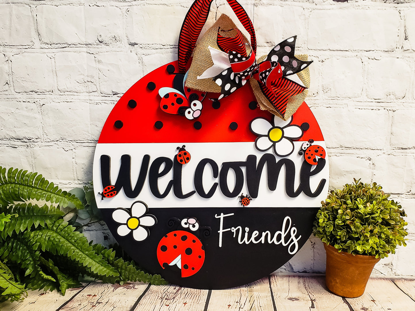 Welcome Friends Ladybug Door Hanger
