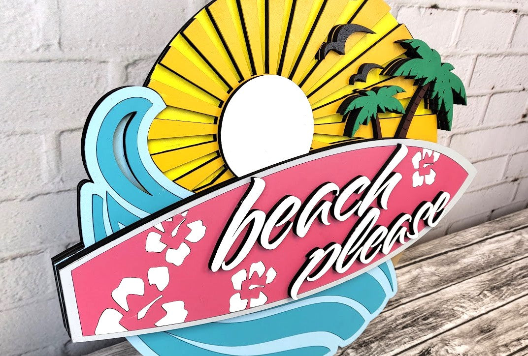 Beach Please Surfboard Door Hanger