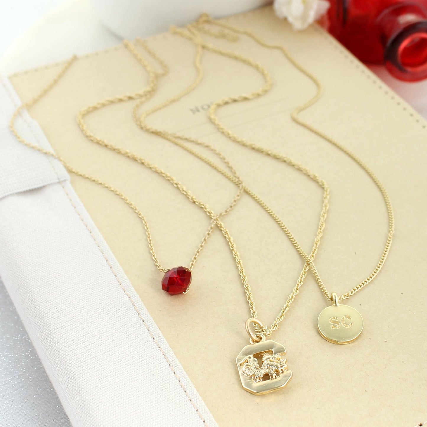 South Carolina Matte Gold Logo Trio Necklace Set, Officially Licensed