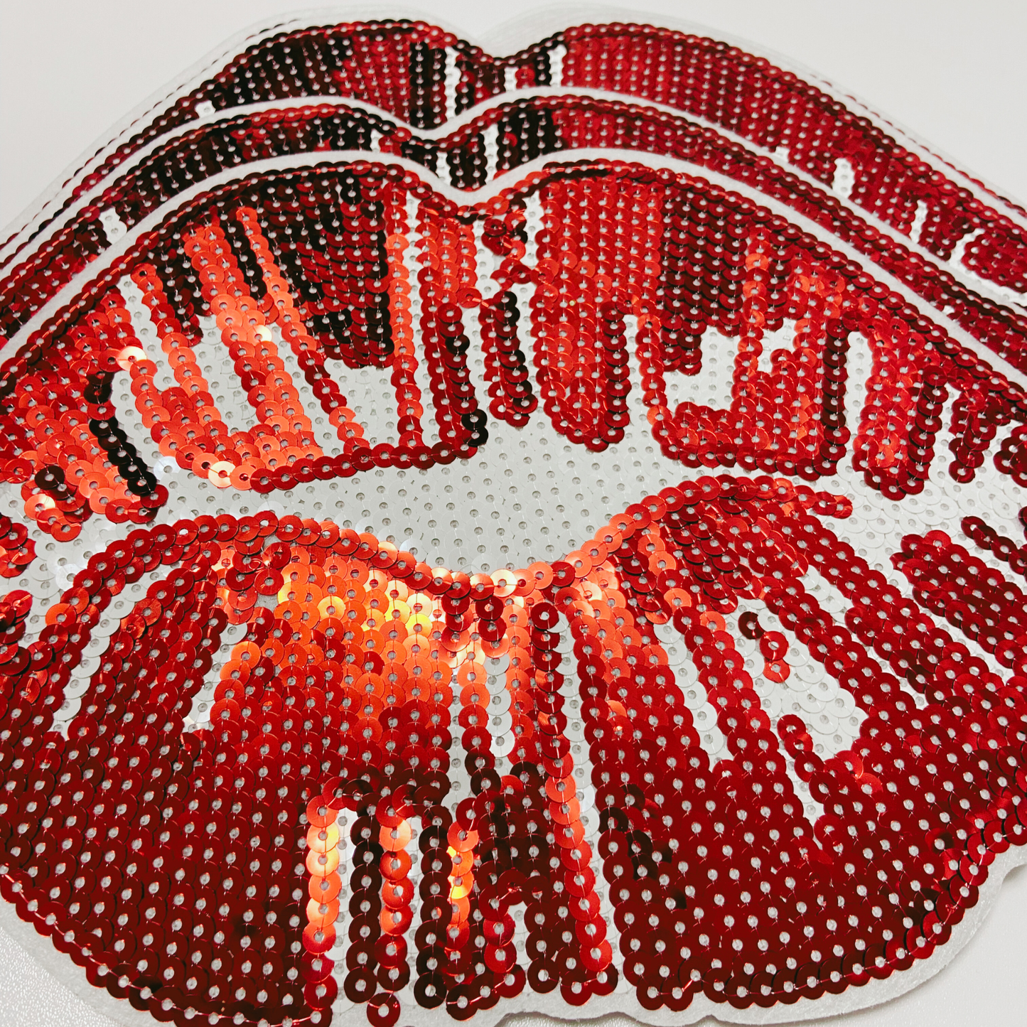 10" Kiss Kiss Red Lips - SEQUIN Patch