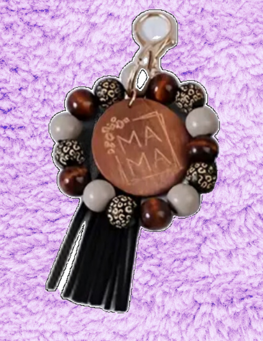 MAMA Beaded Wristlet Keychain