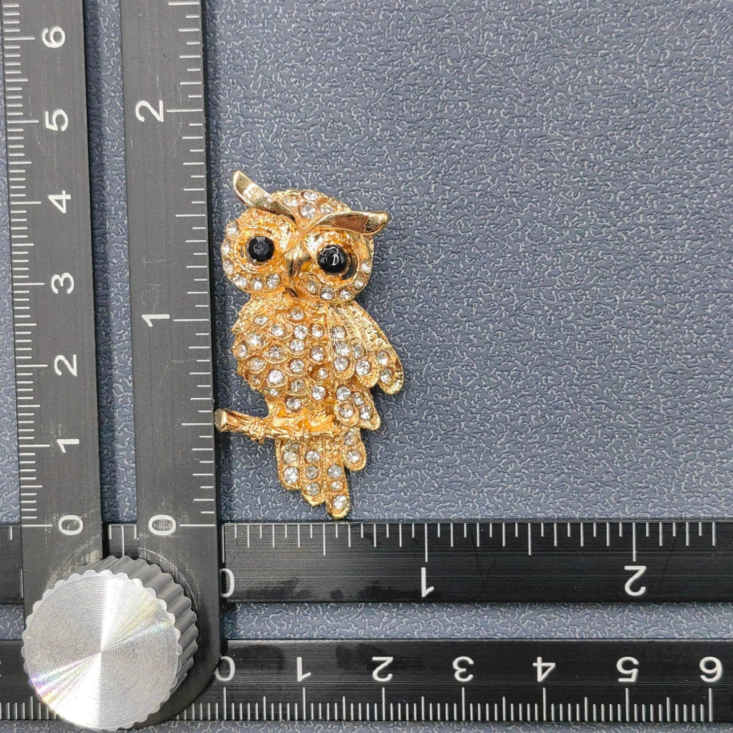 Rhinestone Owl Brooch