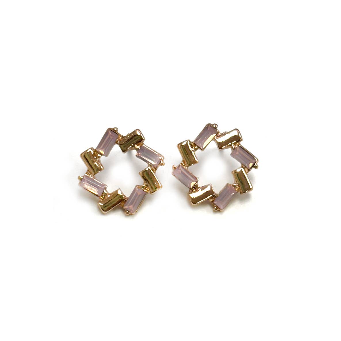 Baguette Wreath Shaped Post Earrings