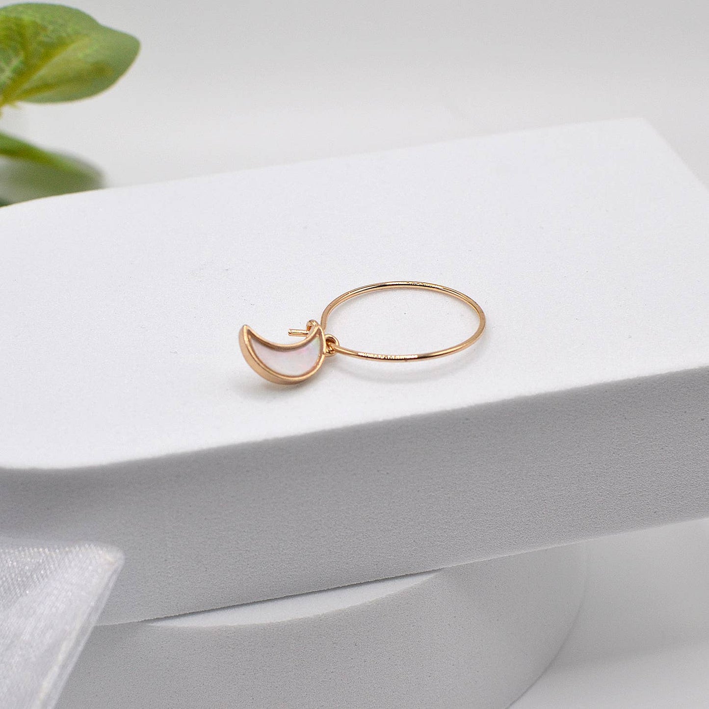 Crescent Moon Drop Hoop Earrings