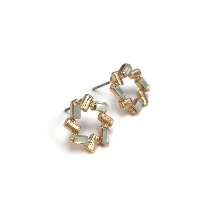Baguette Wreath Shaped Post Earrings