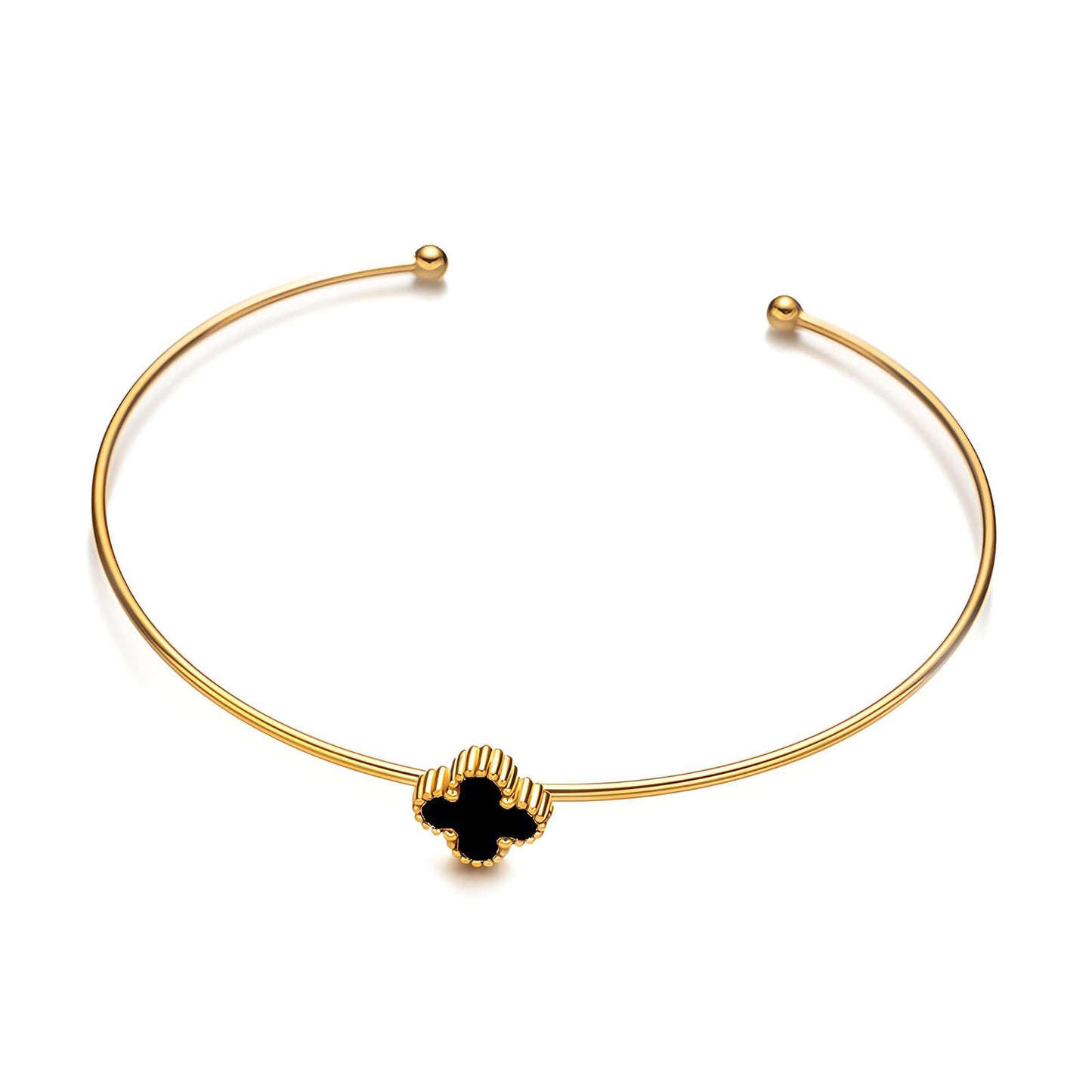 Midnight Clover Cuff Bracelet