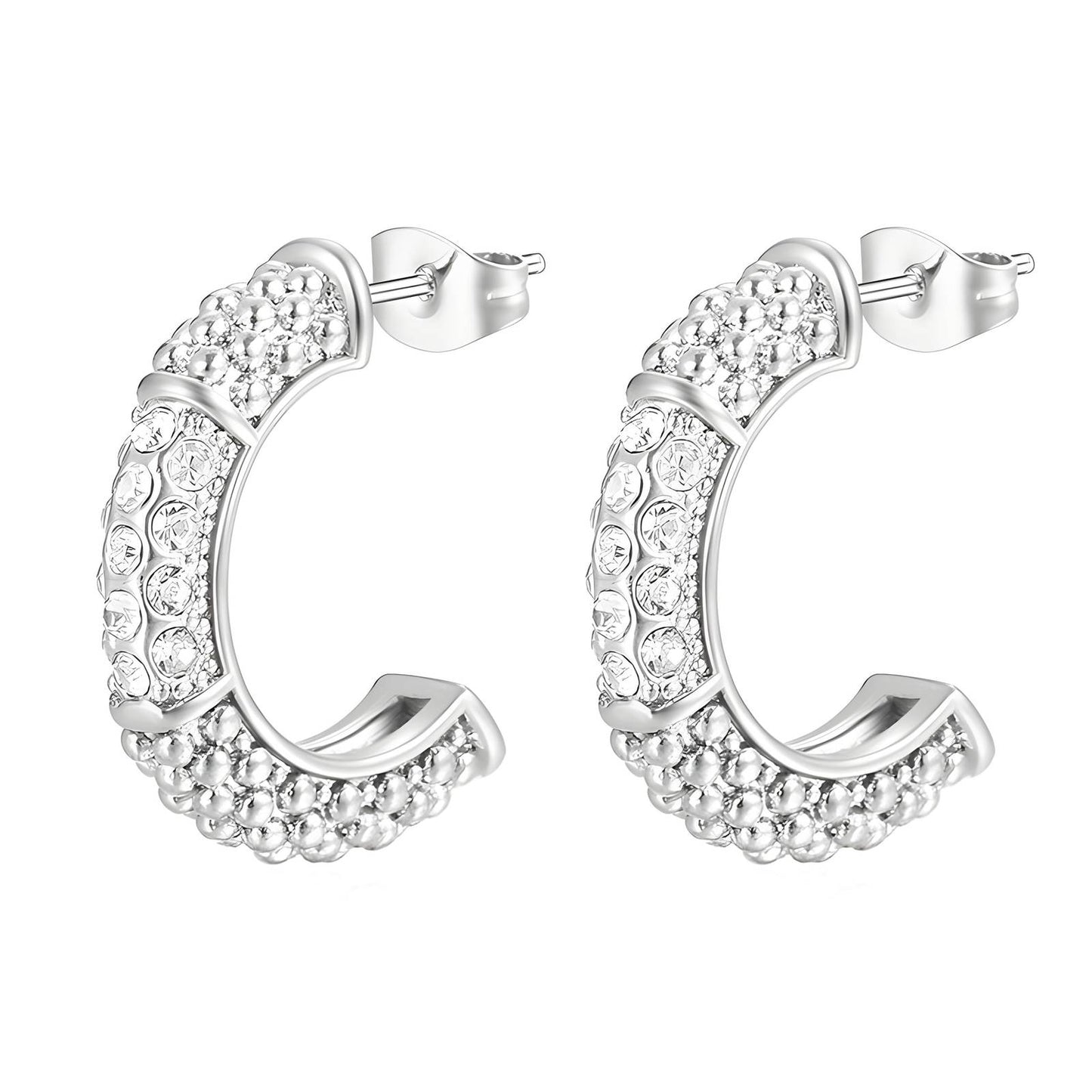 Lustrous Crystal Open Hoop Earrings