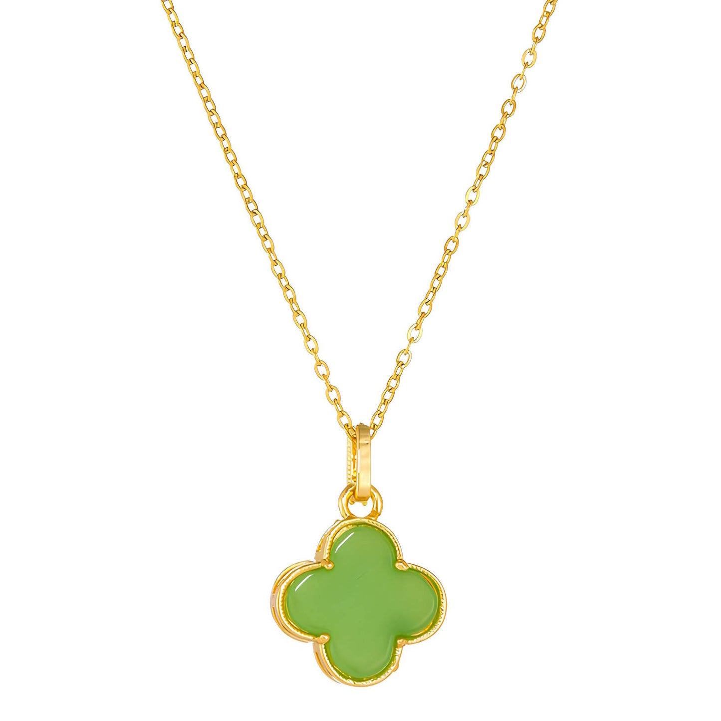 Green Enamel Clover Necklace