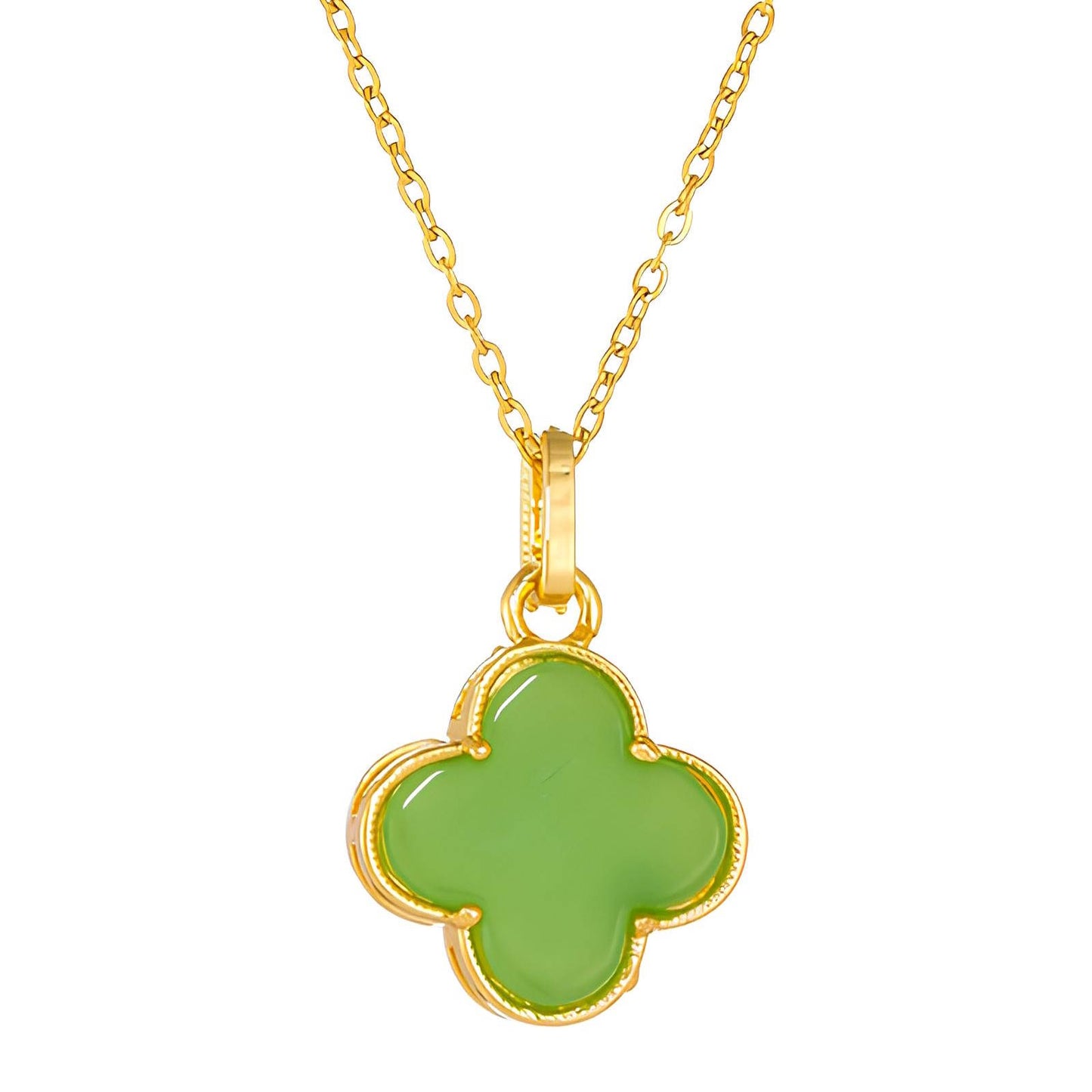 Green Enamel Clover Necklace