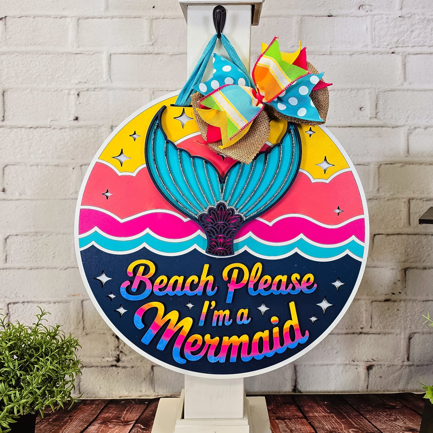 Beach Please Im a Mermaid Door Hanger