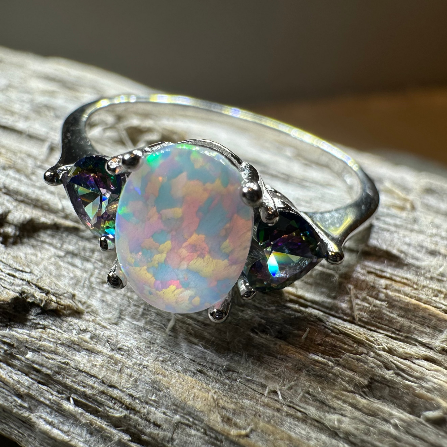 Aubrette Opal Celtic Ring