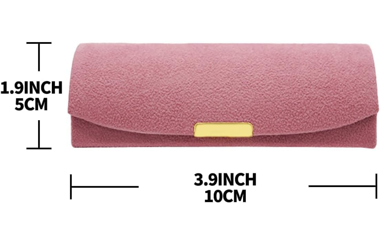 Pink Faux Velvet Compact Jewelry Storage Box
