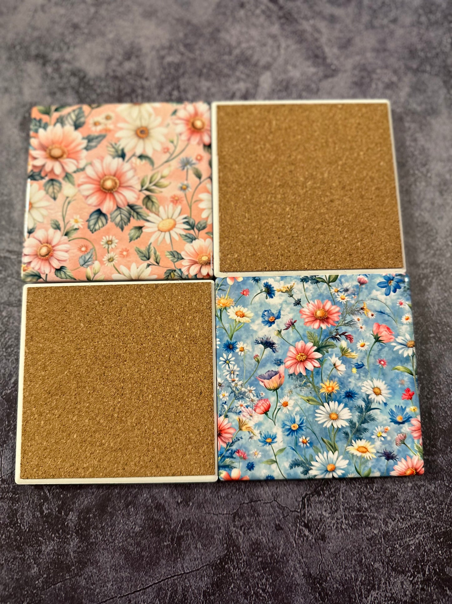 Floral Bloom Ceramic Coaster Set