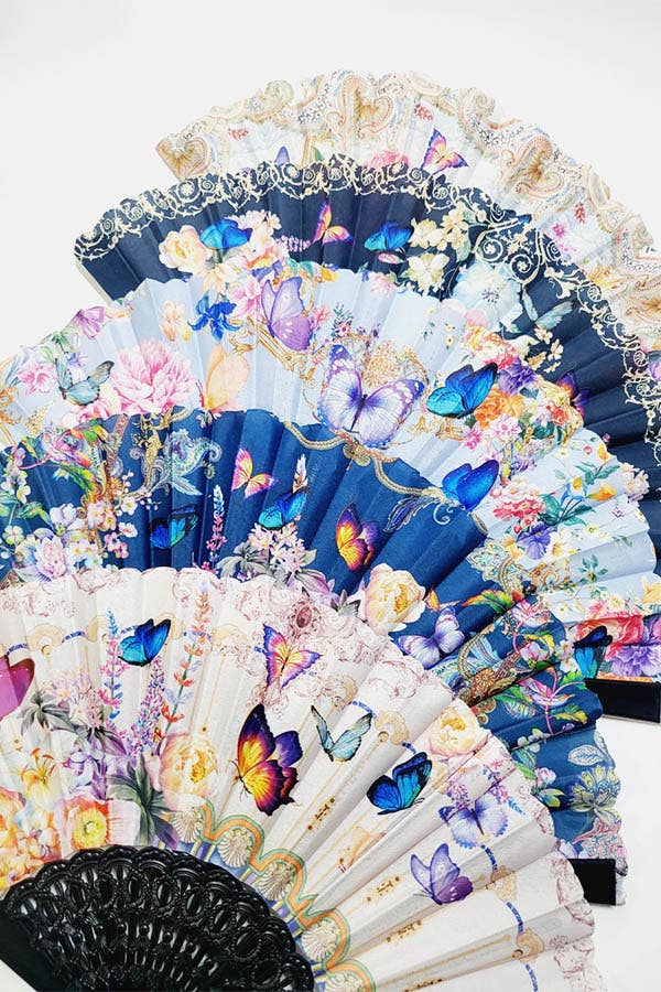 Flower and Butterfly Hand Folding Fan