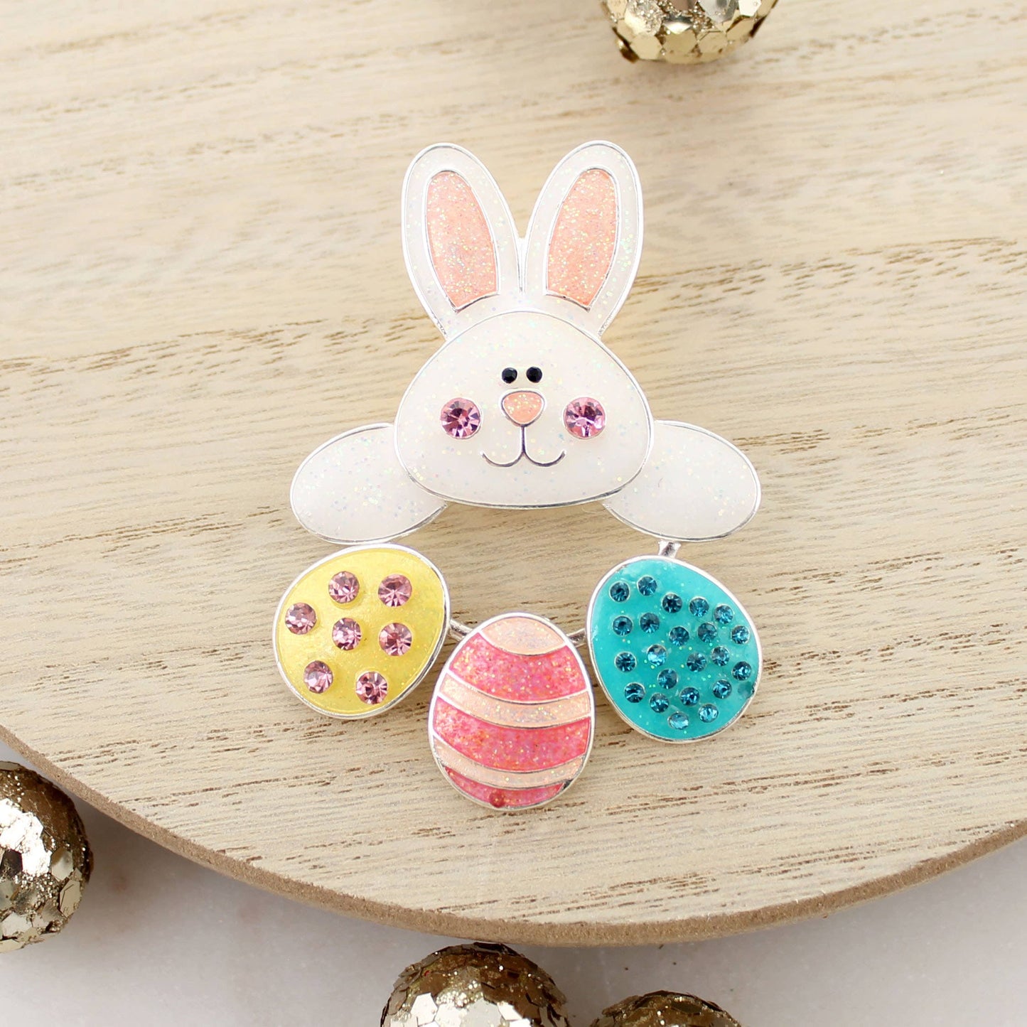 Enamel Easter Bunny & Dangle Egg Pin/Pendant | Wear as a Brooch or on a Necklace!