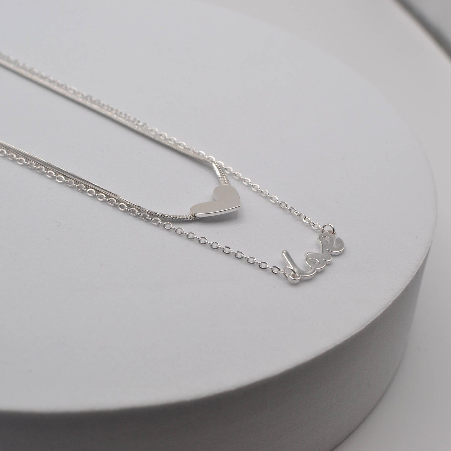 Double Stand Love Letter and Heart Pendant Necklace