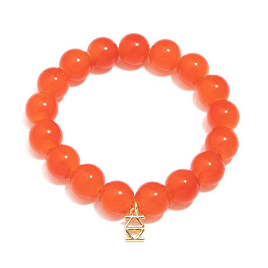 Glass Bead Stretch Bracelet - Orange
