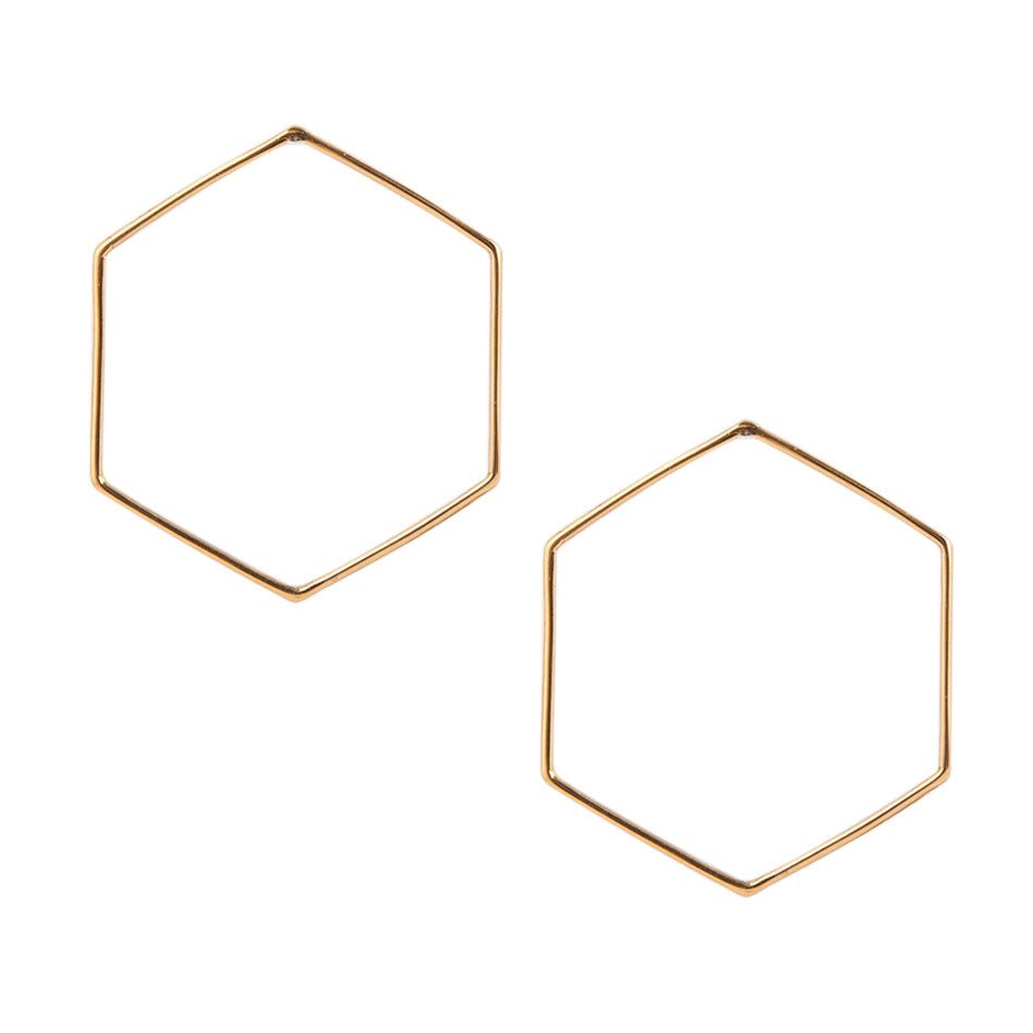 Bronze Hexagon Front Hoop Earrings