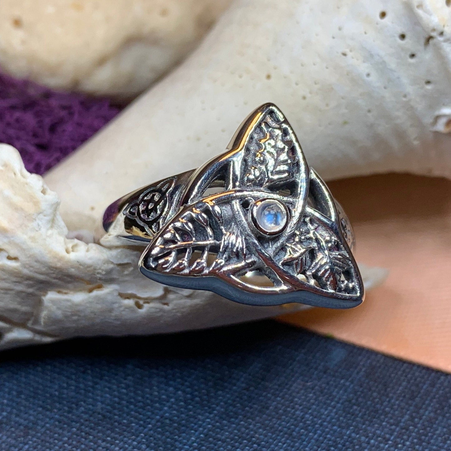 Oak Ash Thorn Moonstone Ring