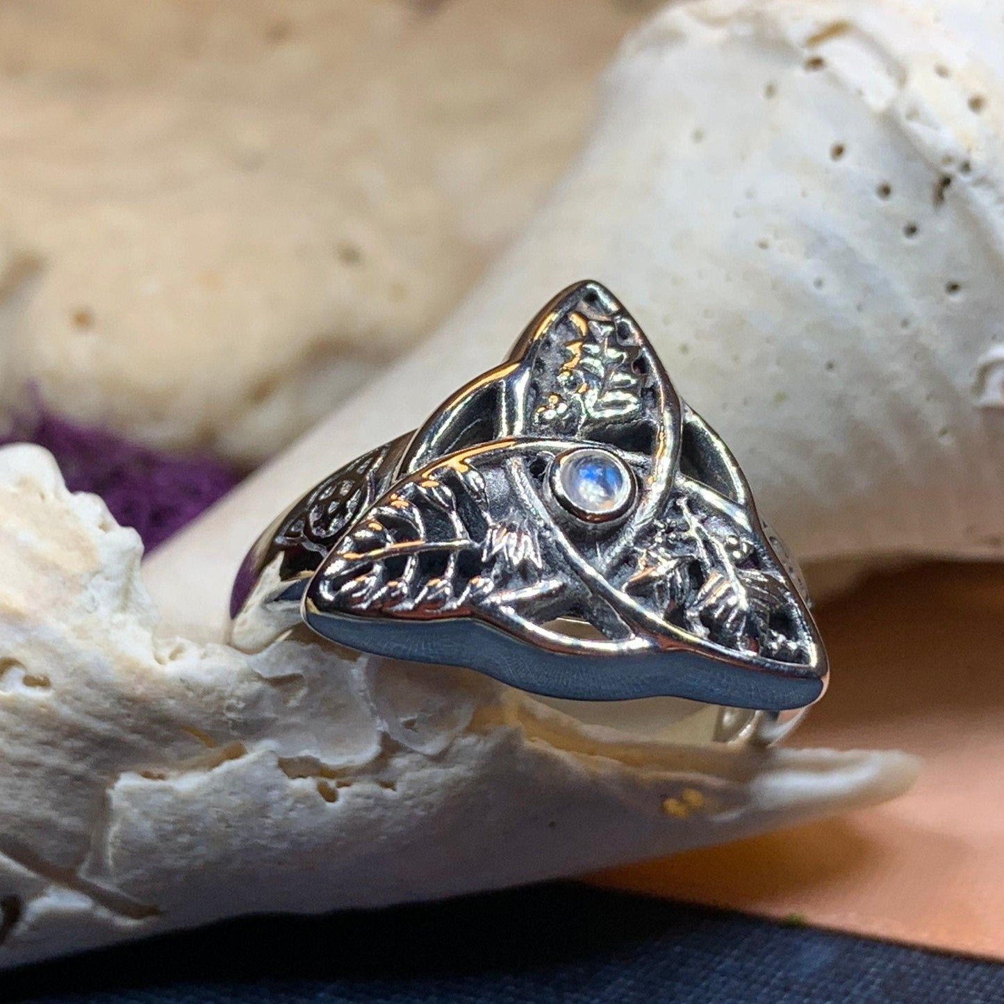 Oak Ash Thorn Moonstone Ring