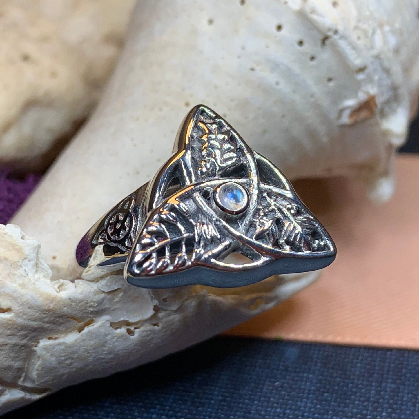 Oak Ash Thorn Moonstone Ring