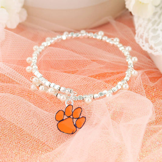 Clemson Pearl & Enamel Logo Bracelet, Officially Licensed