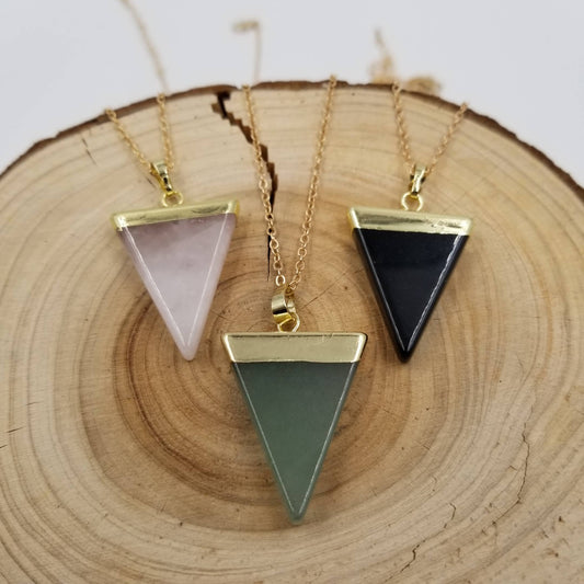 Natural Crystal Triangle Necklace