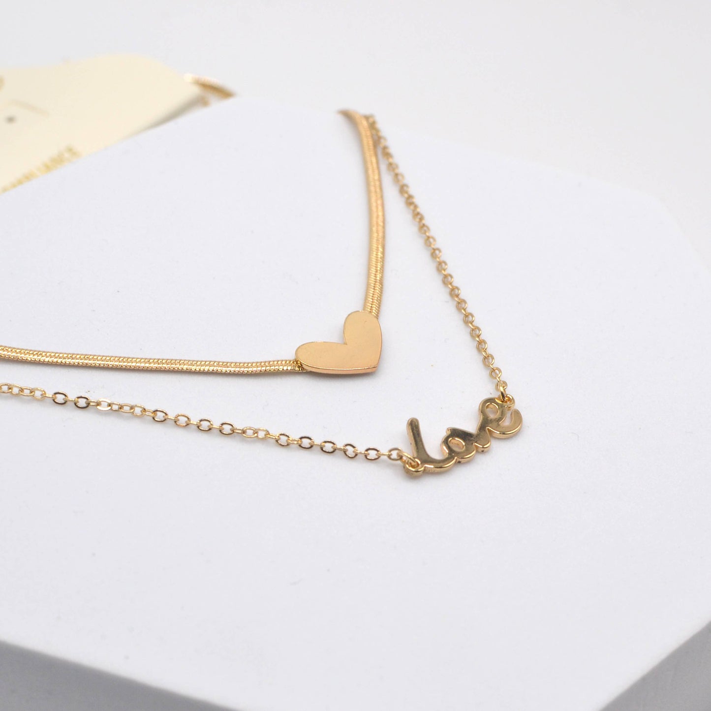 Double Stand Love Letter and Heart Pendant Necklace