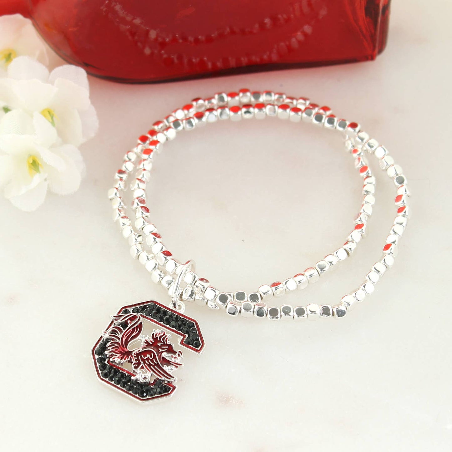 South Carolina Crystal Logo Stretch Bracelet, Officially Licensed