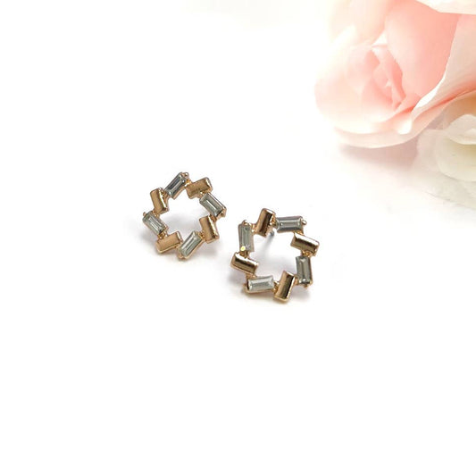 Baguette Wreath Shaped Post Earrings