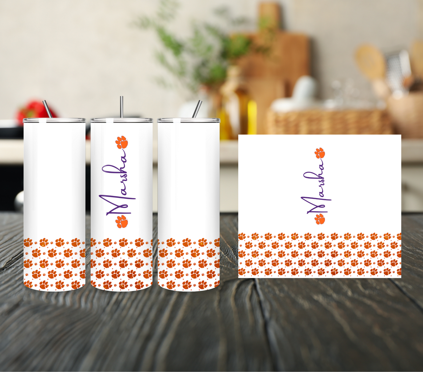 Clemson Tumbler - Glitter Ribbon
