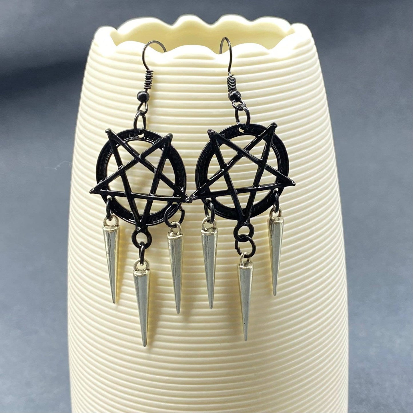 Pentagram Spike Drop Earrings