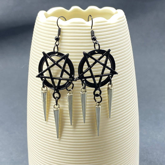 Pentagram Spike Drop Earrings