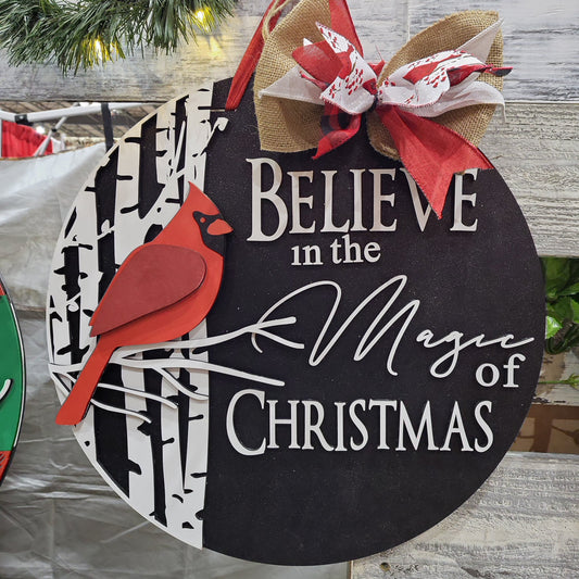 Believe Cardinal Door Hanger