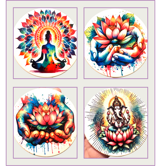 Spiritual Lotus & Meditation Coasters