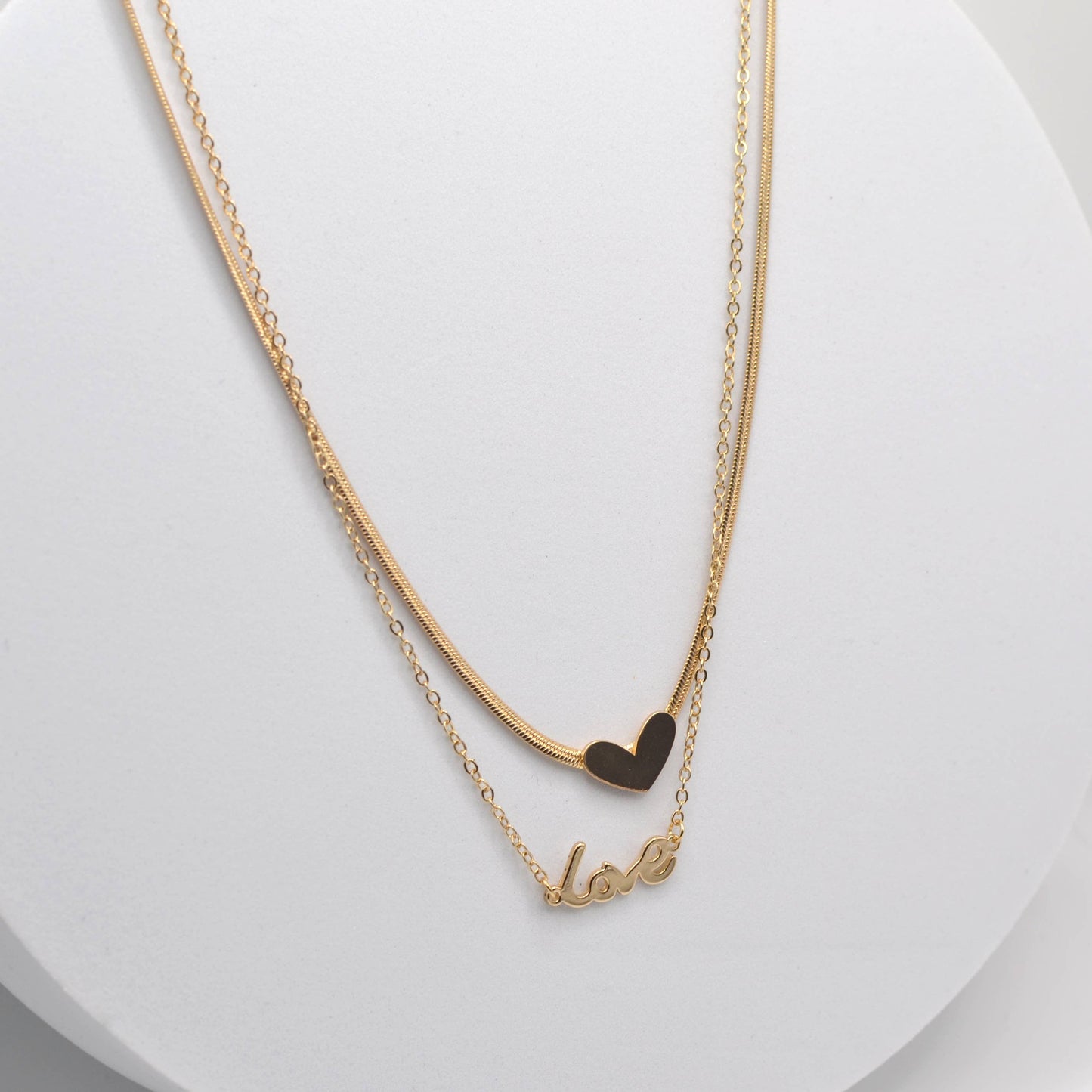 Double Stand Love Letter and Heart Pendant Necklace