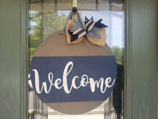 Welcome Door Hanger - Navy