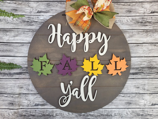 Happy Fall Y'all Leaves Door Hanger