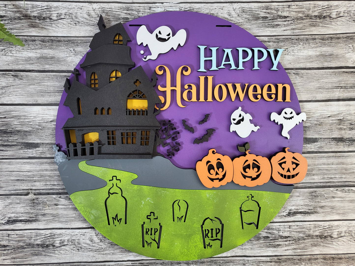 Happy Halloween Haunted Mansion Door Hanger