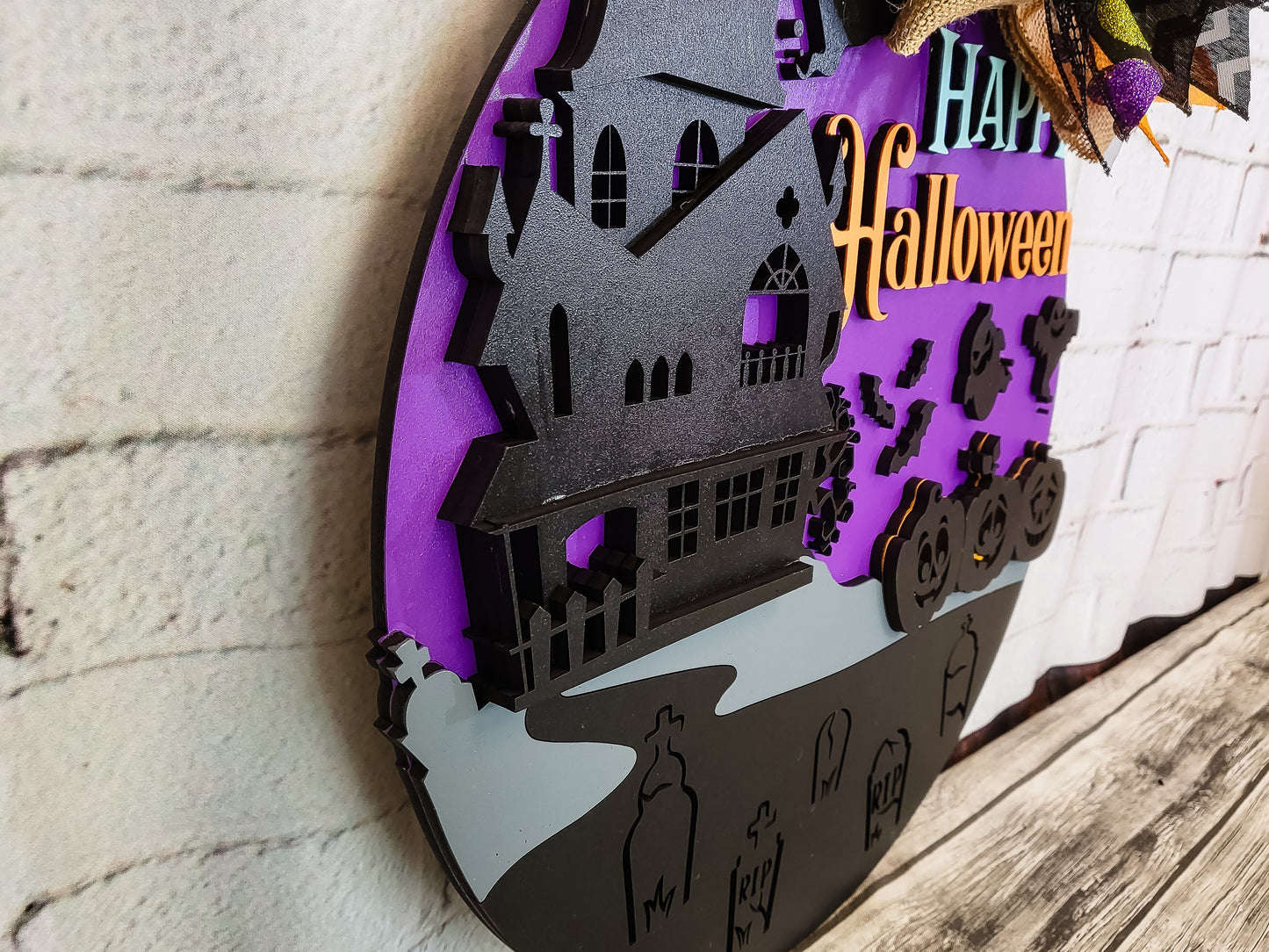Happy Halloween Haunted Mansion Door Hanger