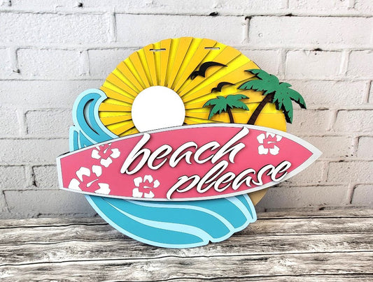 Beach Please Surfboard Door Hanger
