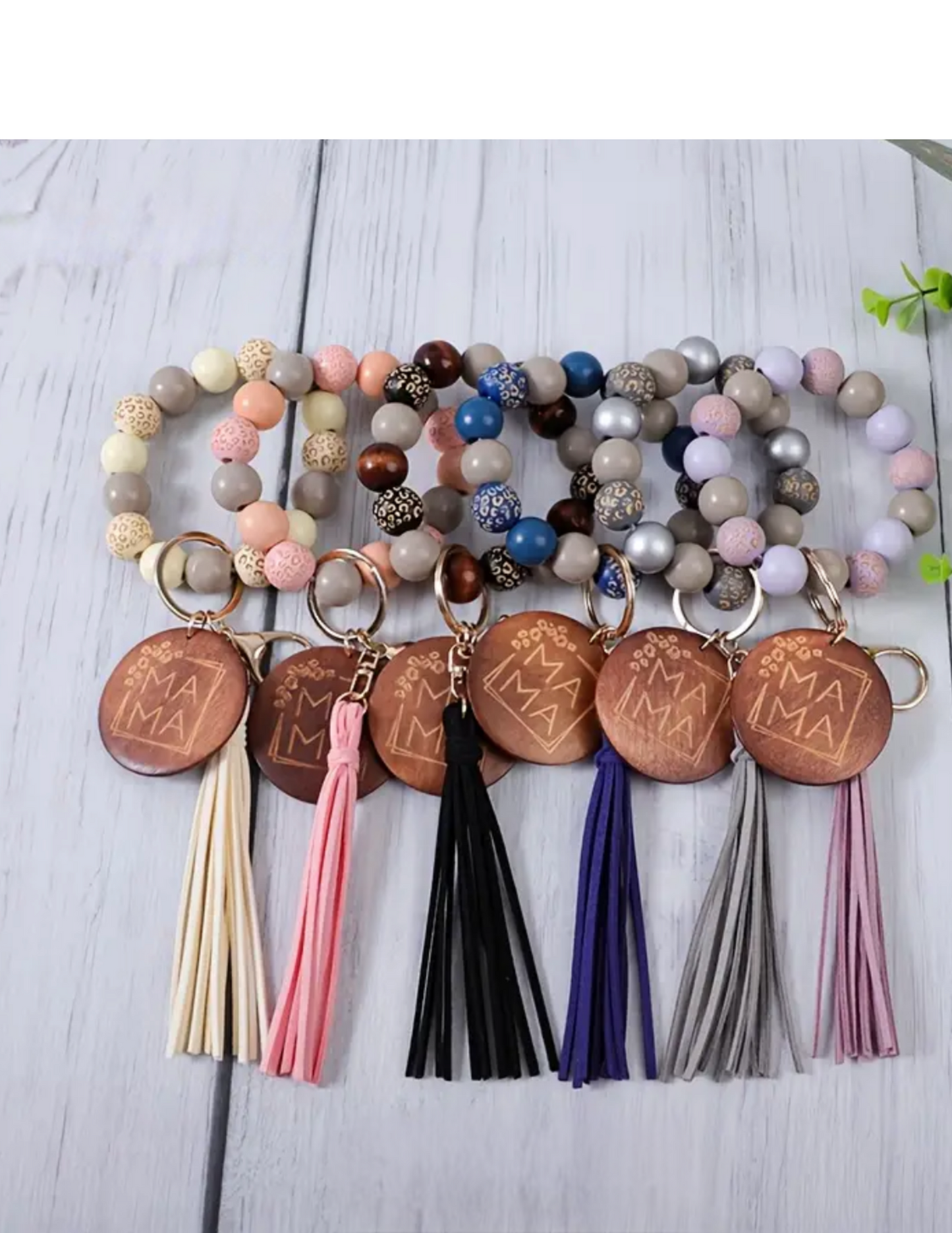 MAMA Beaded Wristlet Keychain
