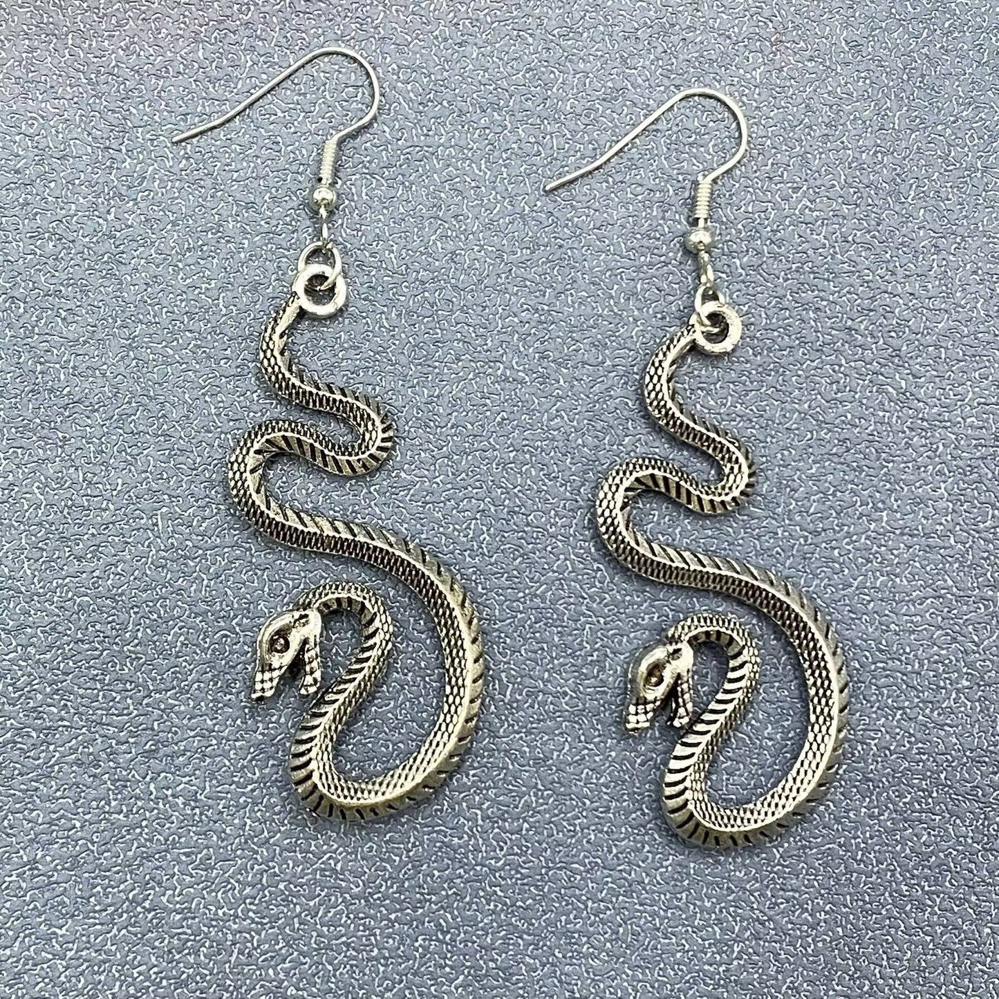 Silver Snake Dangle Earrings