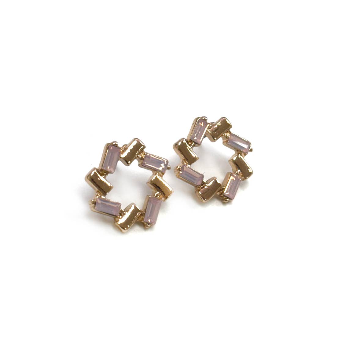 Baguette Wreath Shaped Post Earrings