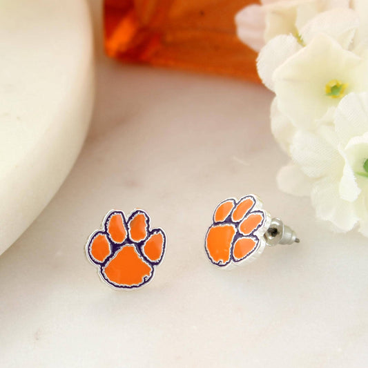 Clemson Enamel Logo Stud Earrings, Officially Licensed