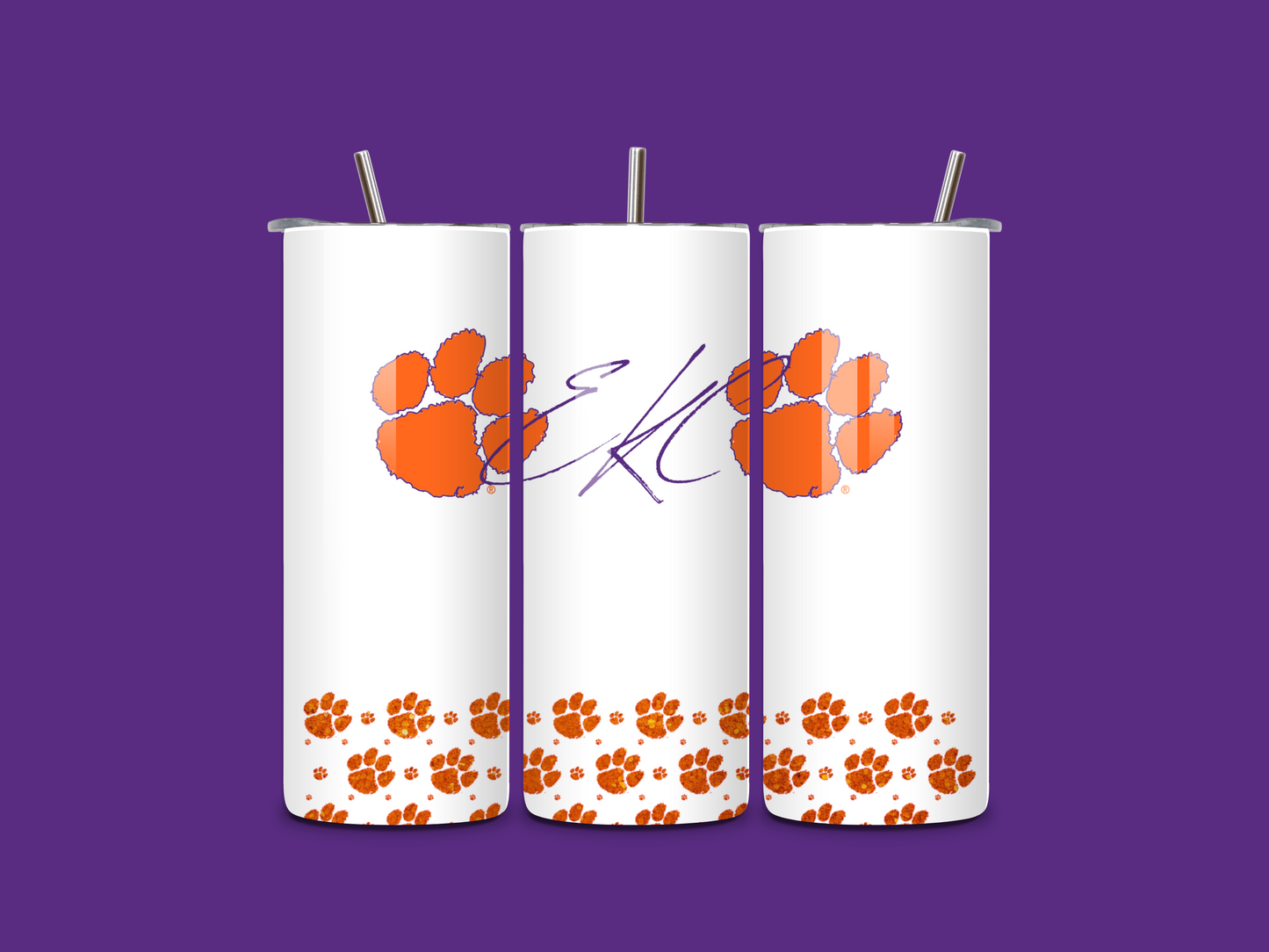 Clemson Tumbler - Glitter Ribbon